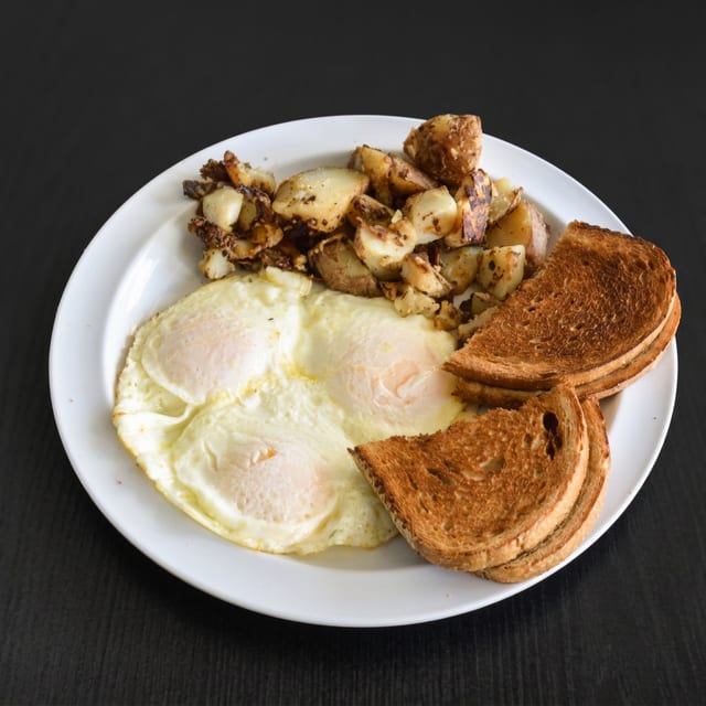 2 Eggs, Homefries, Toast & Meat.