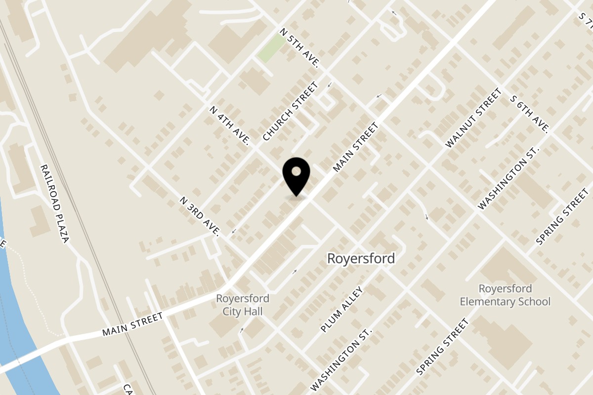 Map showing the location of Annamarie's Place on 347 Main St in Royersford